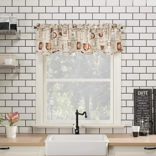 Sun Zero Berkley Ivory Polyester 54 in. W x 14 in. L Rod Pocket Light Filtering Curtain Valance for Kitchens (Single Panel)