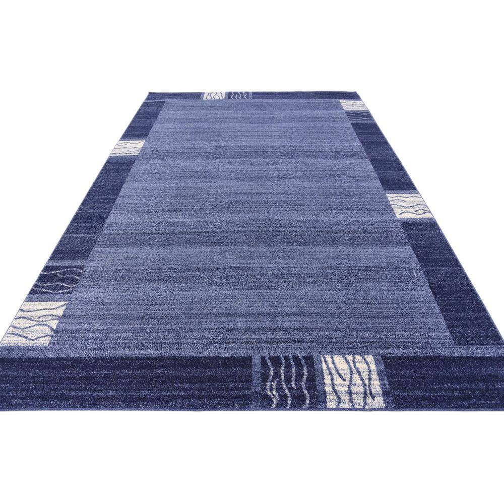Serene Light Blue Geometric 6' x 9' Tufted Synthetic Rug