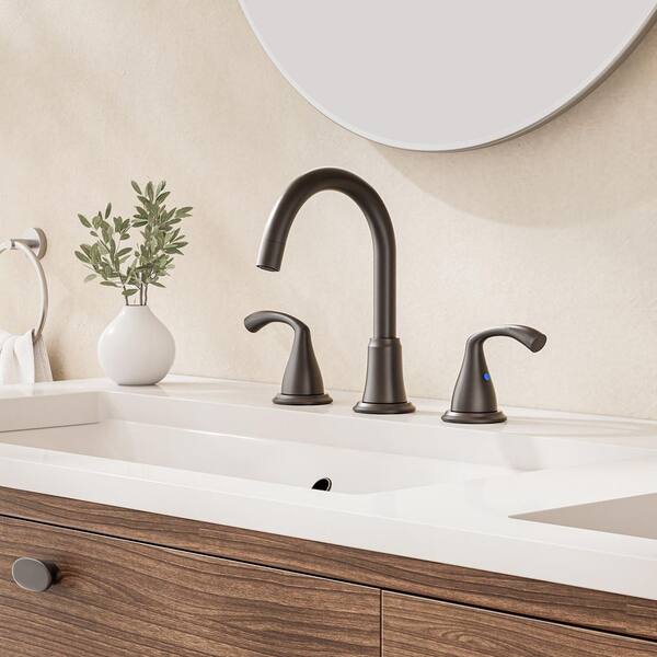 Phiestina 8\" Brushed Nickel Widespread Bathroom Faucet With Pull...