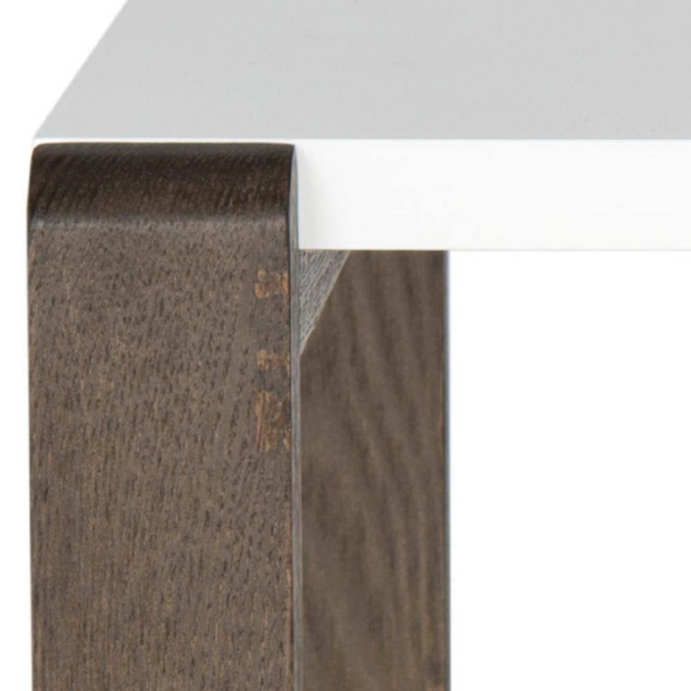 Transitional Bartholomew 24" White Lacquer & Dark Brown Wood End Table