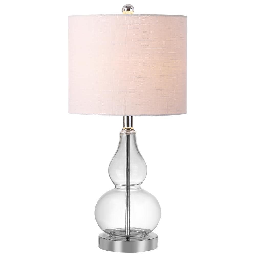 Anya 20.5" Clear Glass Mini LED Table Lamp with White Linen Shade