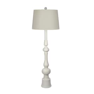 60.5 in. White Turned Balustrade Column Indoor Floor Lamp with Decorator Shade