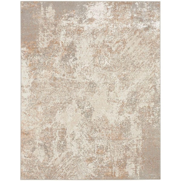 Ambiance Ivory Silver 8 ft. x 10 ft. Abstract Contemporary Area Rug