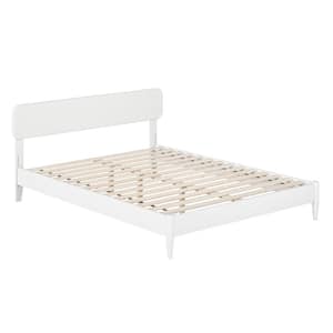 Florence White Solid Wood Frame Queen Low Profile Platform Bed