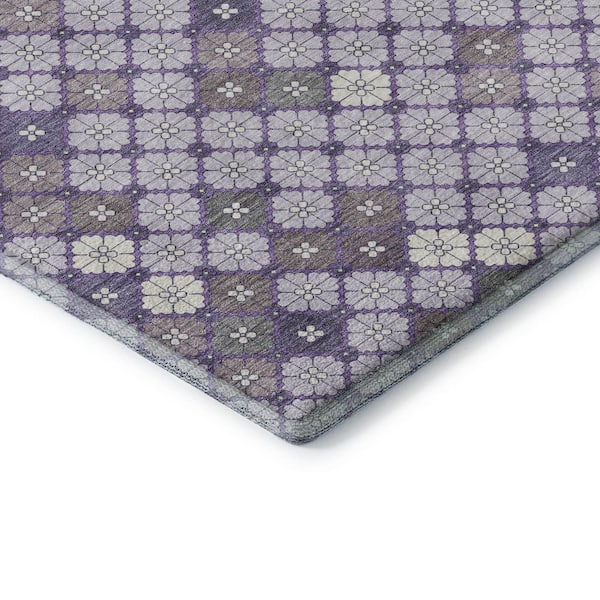 Mayfield Premium Machine Washable Abstract AMF1837 Lavender 9 ft. x 12 ft. Area Rug