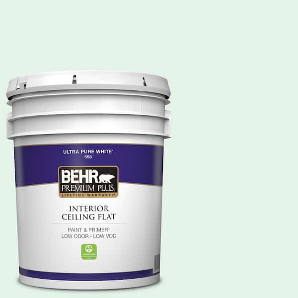 BEHR PREMIUM PLUS 5 gal. #480C-1 Light Mint Ceiling Flat Interior Paint