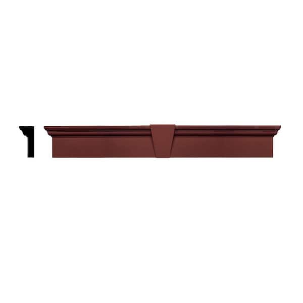 Builders Edge 3-3/4 in. x 9 in. x 73-5/8 in. Composite Flat Panel Window Header with Keystone in 027 Burgundy Red