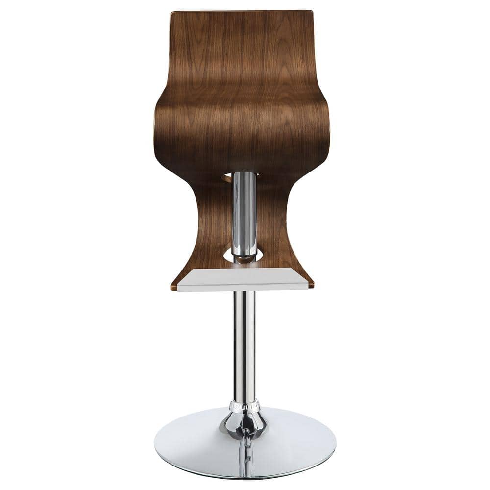 Covina Contemporary Swivel Adjustable Bar Stool in Walnut and Chrome