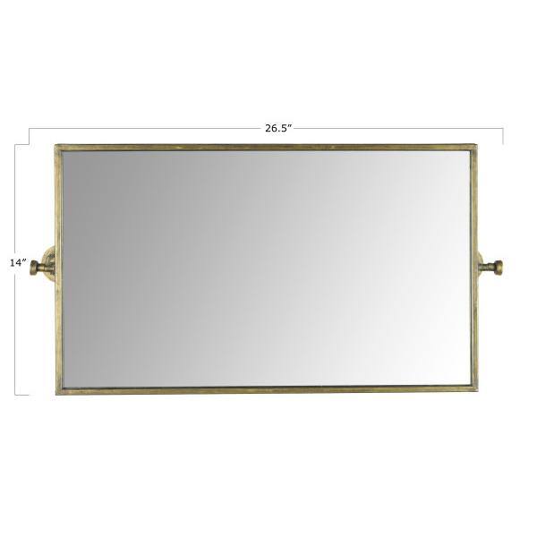 Antique Gold Rectangular Metal Wall Mirror with Wood Frame