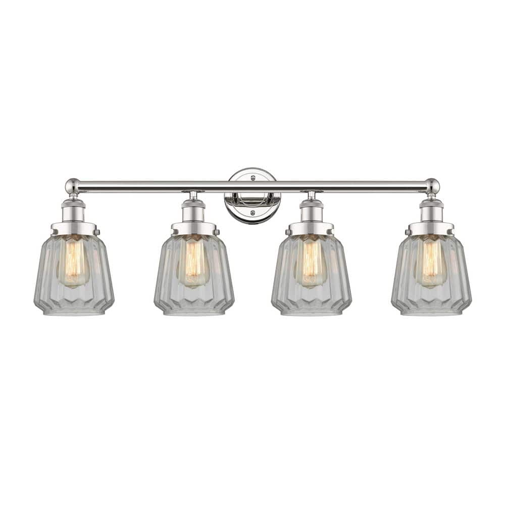 Chatham 33.5 in. 4-Light Polished Nickel Vanity Light with Glass Shade price history on PriceWatchPro