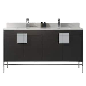 60 in. W x 20.47 in. D x 33.5 in. H Bath Vanity in Black Oak Straight Grain with Phoenix Stone Vanity Top in White