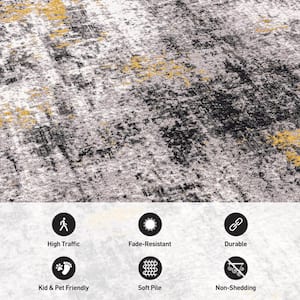 Adare Contemporary Abstract Yellow 3 ft. 3 in. x 5 ft. Area Rug