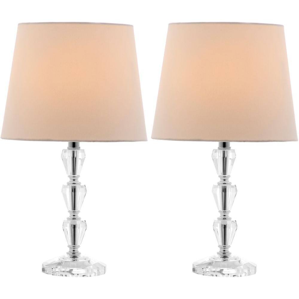 Set of 2 Modern Adjustable Tiered Crystal Orb Table Lamps - Clear White