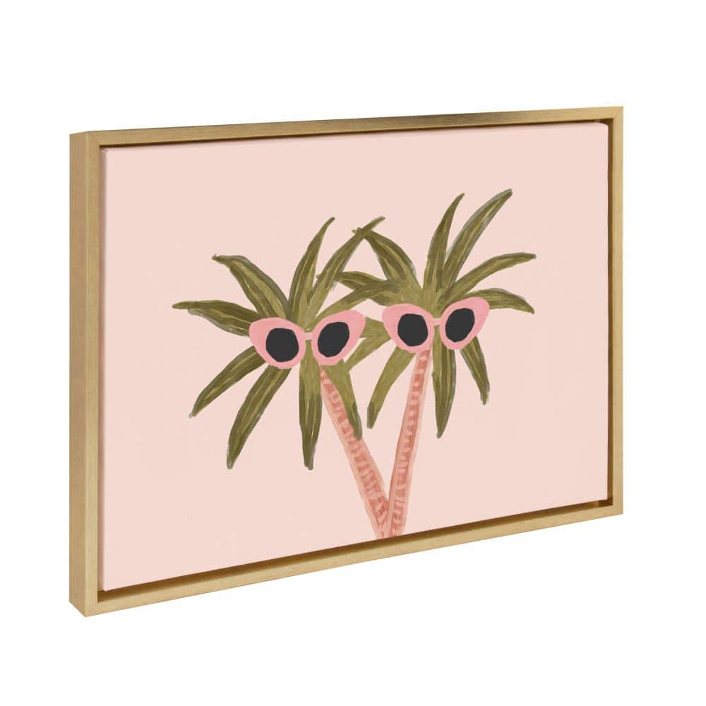 Sylvie Palm Trees and Sun Framed Canvas Wall Art
