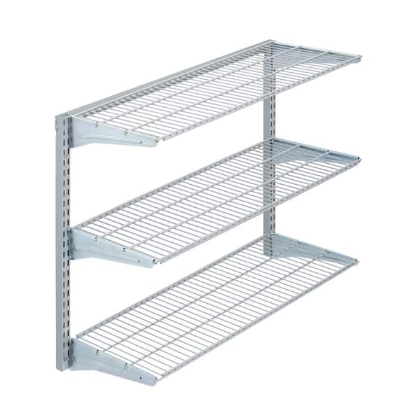16 in. x 33 in. Steel Garage Wall Shelving in Gray