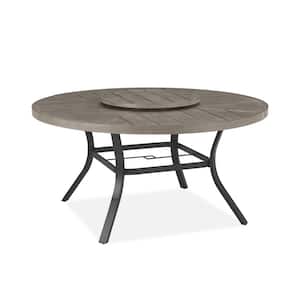 Round Aluminum Outdoor Dining Table with Lazy Susan