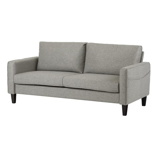 South Shore Live-it Cozy 75 in. Gray Fog Polyester 4-Seater Sofa with Removable Cushions
