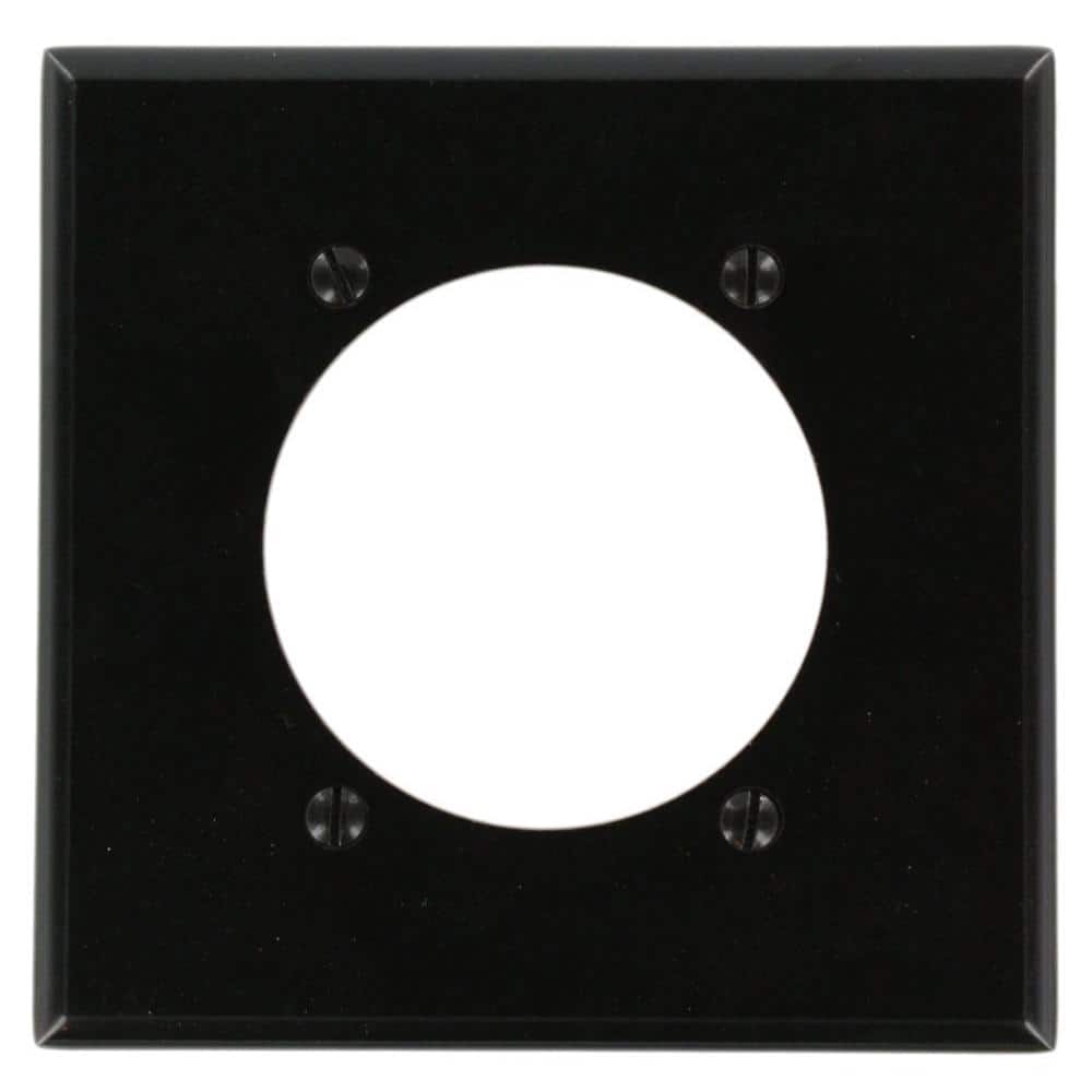 Black Thermoset 2-Gang Flush Mount Outlet Wallplate