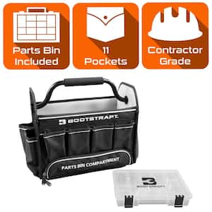 15 in. Contractor's Tote Bag with Integrated Parts Bin Compartment