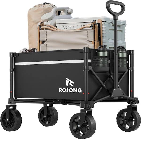 250 lb Heavy Duty 90L Collapsible Wagon with 360° Wheels, Foldable Utility Cart for Camping, Garden and Grocery Shopping