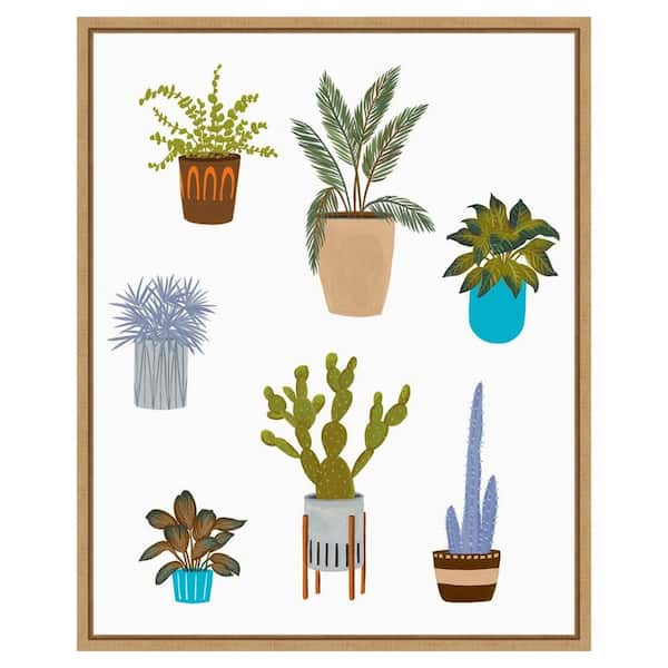 Amanti Art Houseplants II by Melissa Wang 23 in. W x 28 in. H. Canvas Wall Art Print Framed in Brown