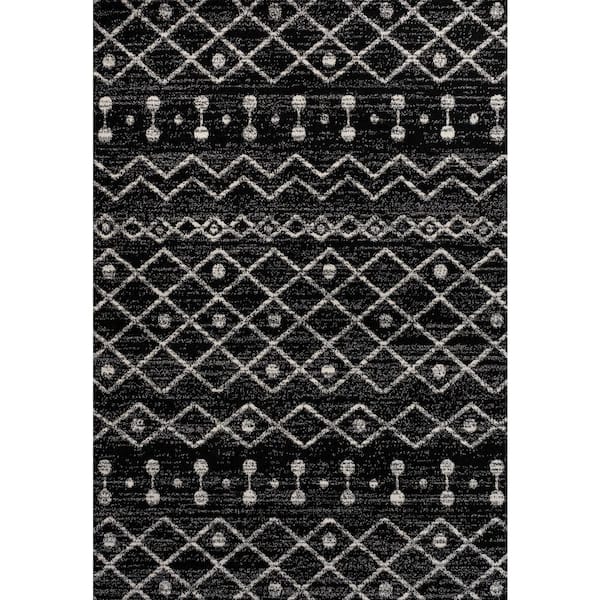 Aksil Moroccan Beni Souk Black/Cream 8 ft. x 10 ft. Area Rug