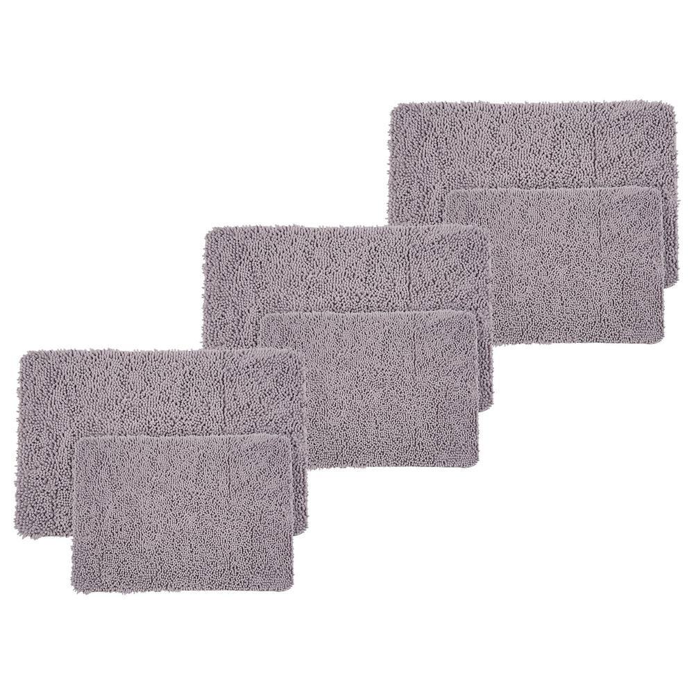 Lavish Home Gray 6Piece Chenille Bath Mat Set 6718G3 The Home Depot