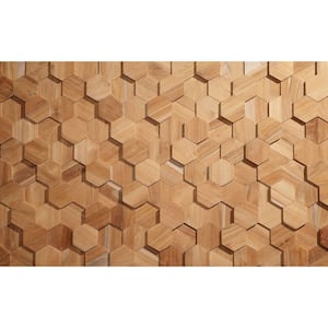 0.79 in. 5.91 in. 10.24 in. UltraWood Teak Hexagon Natural Jointless Wall Paneling (25-Pack)