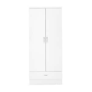 Nevada White Wardrobe Armoire with 1-Drawer 71.5 in. H x 27.5 in. W x 20.5 in. D