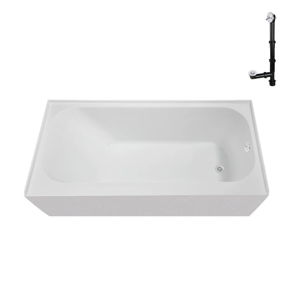 60-Inch Glossy White Acrylic Right-Hand Drain Alcove Bathtub
