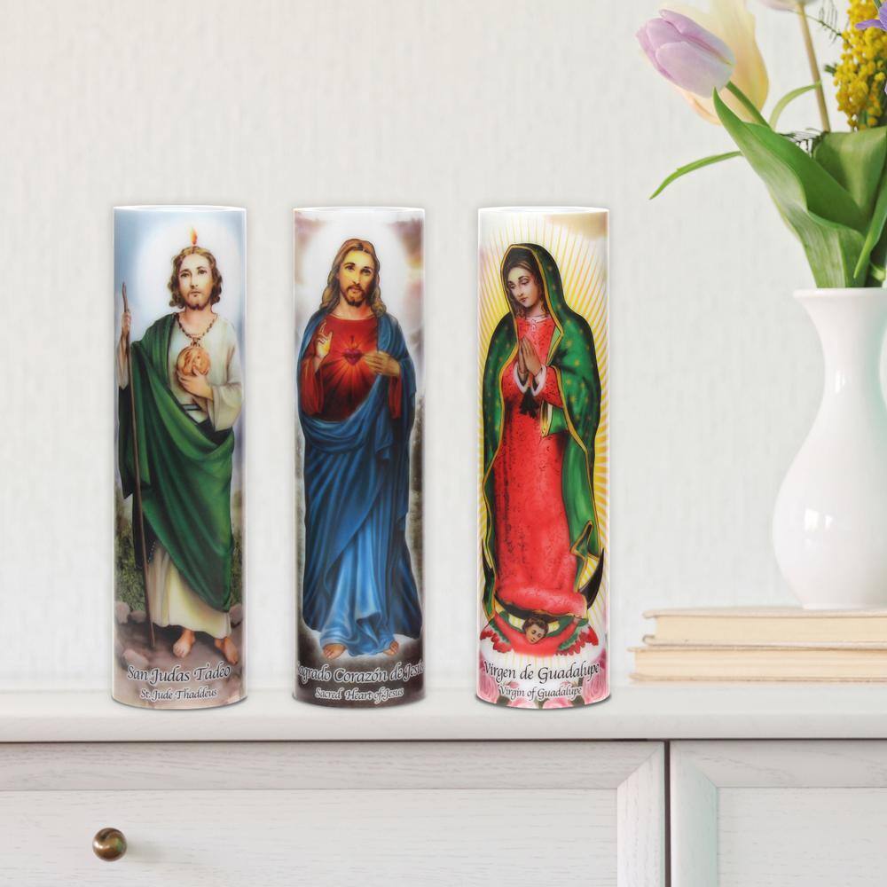 Divine Glow 8" Multi-Color LED Flameless Prayer Pillar Candle
