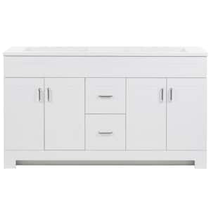 Trudie 60.25 in. W x 18.75 in. D x 35 in. H Bath Vanity in White with White Cultured Marble Top