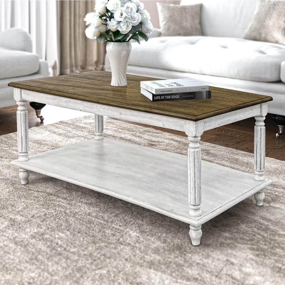 GALANO Moshiem 39.4 in. Spray Paint White Oak Rectangular Solid Wood Top Coffee Table SH AIMD161013AJ The Home Depot