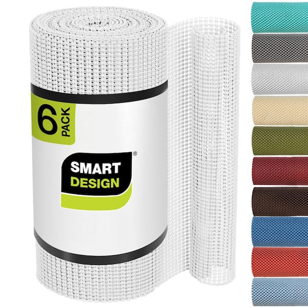 Smart Design Classic White 18 in. D x 360 in. L Checkered Non-Slip, Drawer and Shelf Liners (6 Pack)