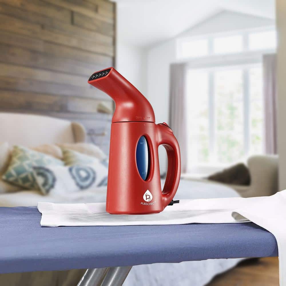 Pursonic Red Handheld Fabric Steamer with Quick Heat-up