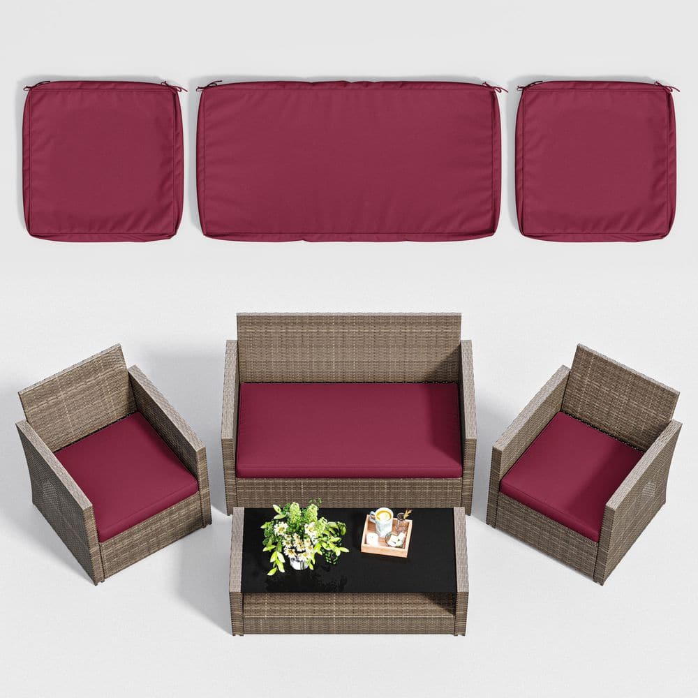 3-Piece 36 x 18 in. & 18 x 18 in. Outdoor Cushion Covers Replacement with Zipper Fuchsia Red price history on PriceWatchPro