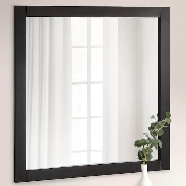 Design House 30 in. W x 30 in. H Framed Square Bathroom Vanity Mirror in Espresso