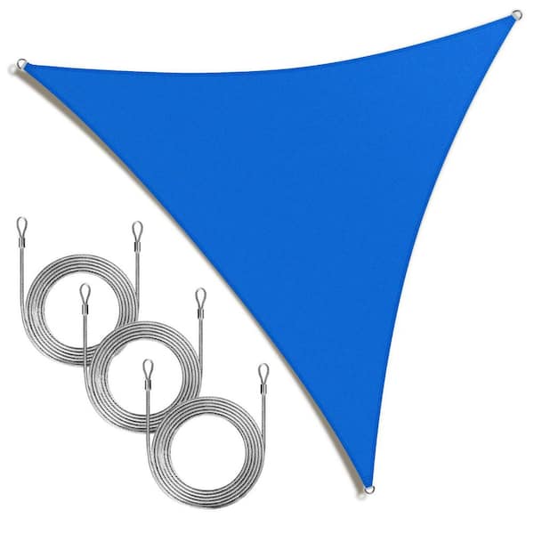 14 ft. x 14 ft. x 14 ft. Triangle Sun Shade Sail with Rope-Blue