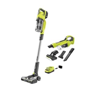 ONE+ 18V Cordless Stick Vacuum Cleaner Kit w/ 4.0 Ah Battery, Charger, & ONE+ 18V Cordless Hand Vacuum w/ Powered Brush