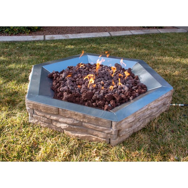 Landecor Ledge Stone 42 In X 8, Natural Gas Fire Pit Table Home Depot