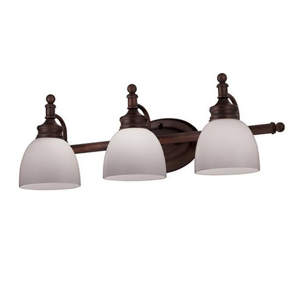 Bel Air Lighting Kovacs 3-Light Rubbed Oil Bronze Bath Light with Opal Glass