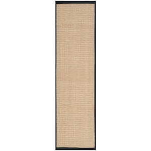 Natural Fiber Beige/Black 3 ft. x 10 ft. Border Runner Rug