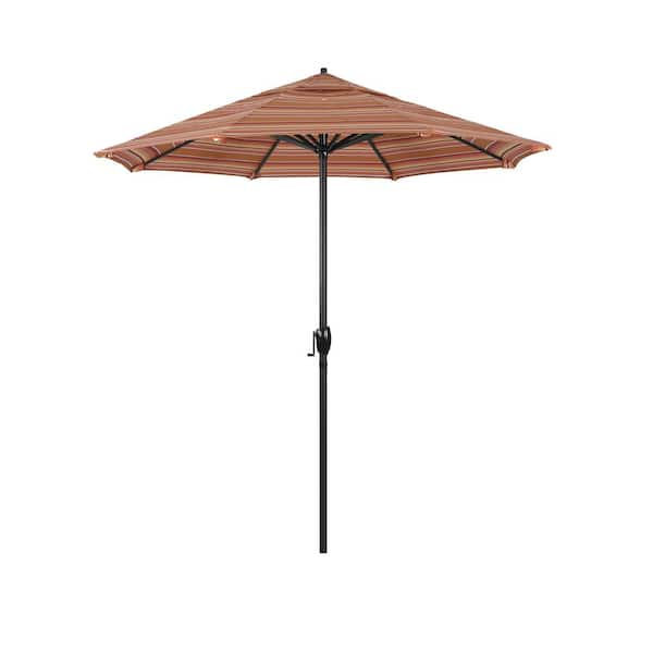 California Umbrella 7.5 ft. Black Aluminum Market Patio Umbrella Auto Tilt in Dolce Mango Sunbrella