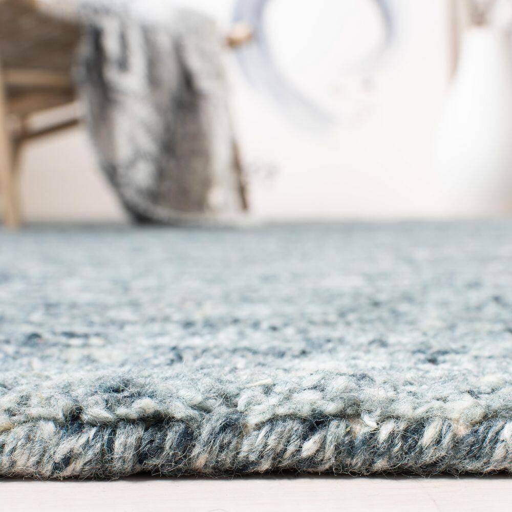 Handmade Blue and Gold Wool Tufted Rectangular Rug, 3' x 5'