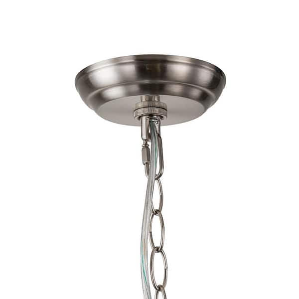 HUOKU Neuvy 3-Light 23.6 in. W Nickel Chandelier with Swirled