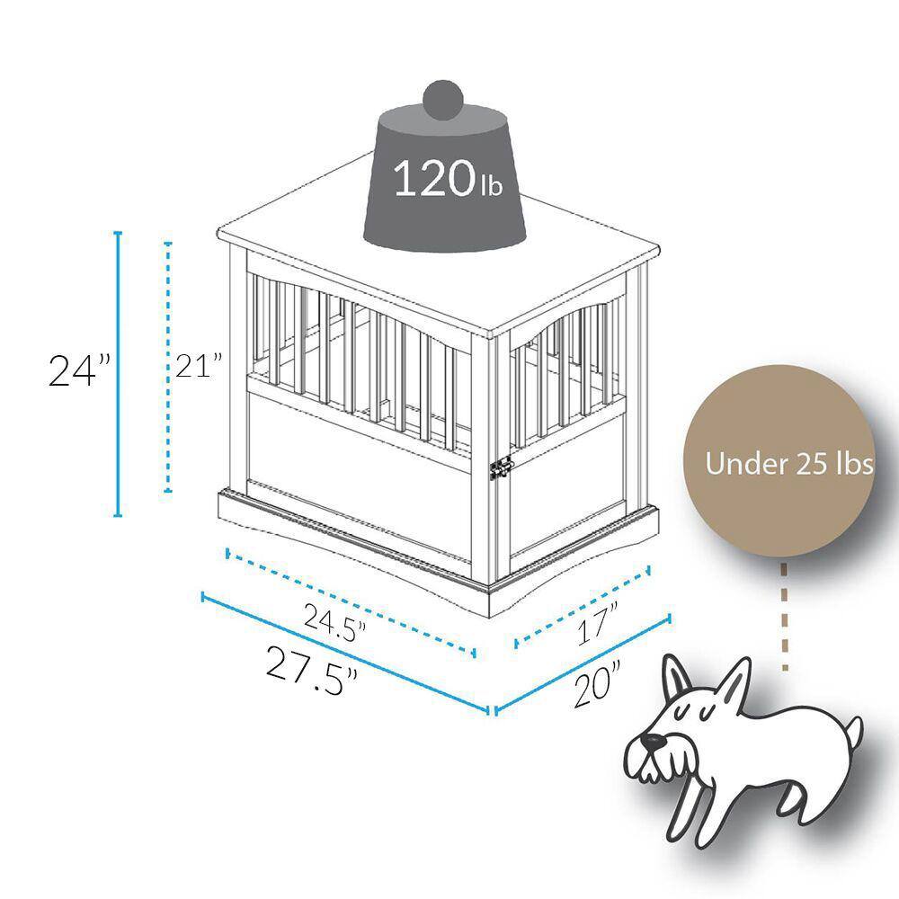 Black Solid Wood Pet Crate End Table with Lockable Gate