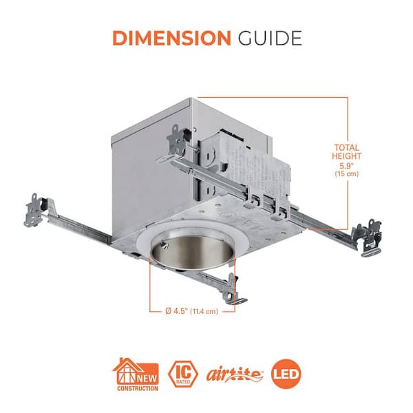 1-Pack H995 4 in. Aluminum LED Recessed Lighting Housing for New Construction Ceiling, T24, Insulation Contact, Air-Tite