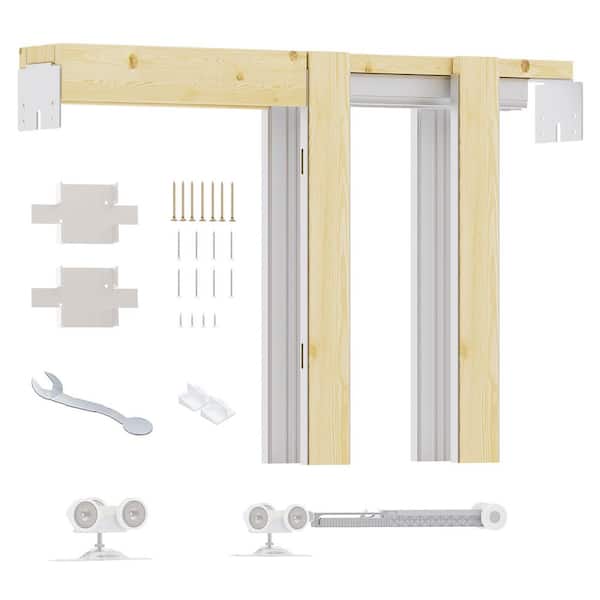 18 in. to 36 in. x 80 in. Universal Aluminum Pocket Door Frame with Hardware Kit and Soft Close