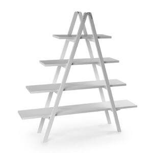 55 in. White Wood 4-Shelf Etagere Bookcase with Open Back