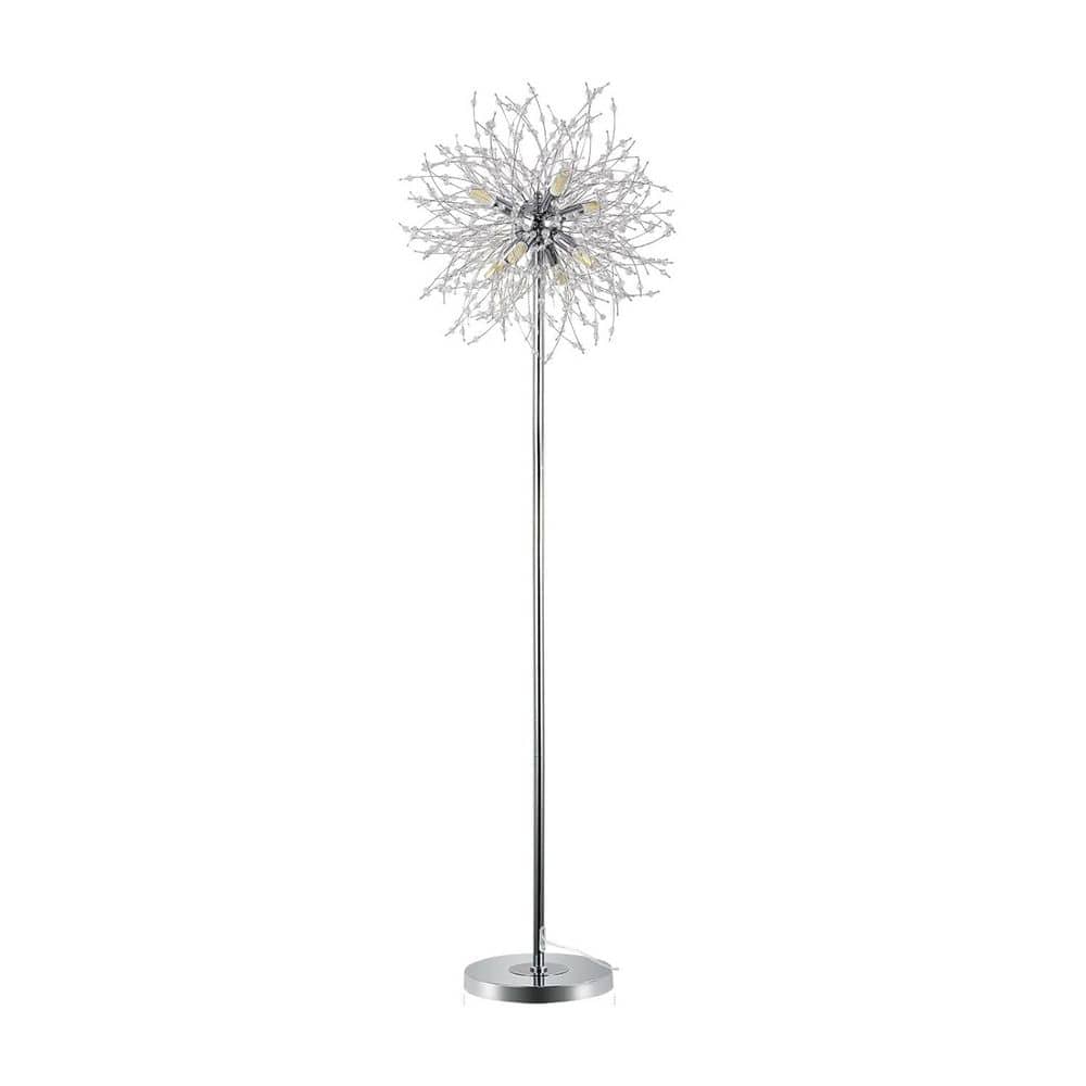 69 in. Chrome Finish Modern Standard Floor Lamp with Crystal, LED Floor Lam